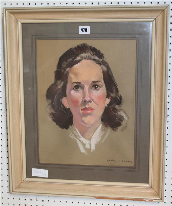 Pastel portrait of a lady signed Frank Berry(-)